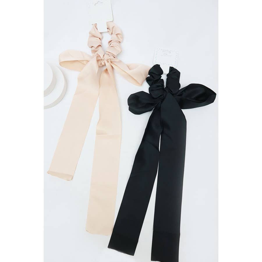 Solid Satin Ponytail Bow Hair Tie