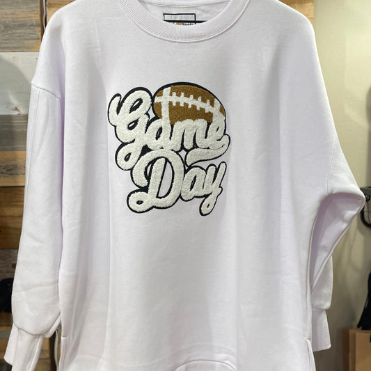 White Gameday Patch Sweatshirt