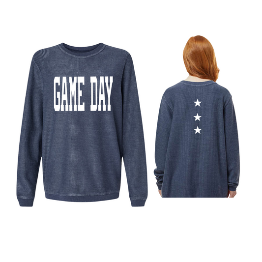 Corded Sweatshirt "GAMEDAY" with starts down the back