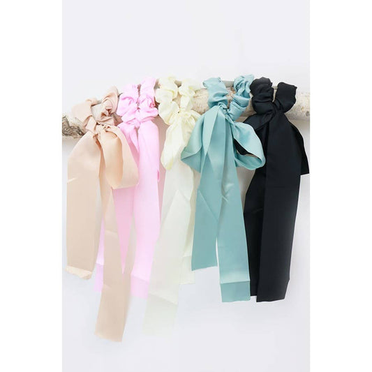 Solid Satin Ponytail Bow Hair Tie