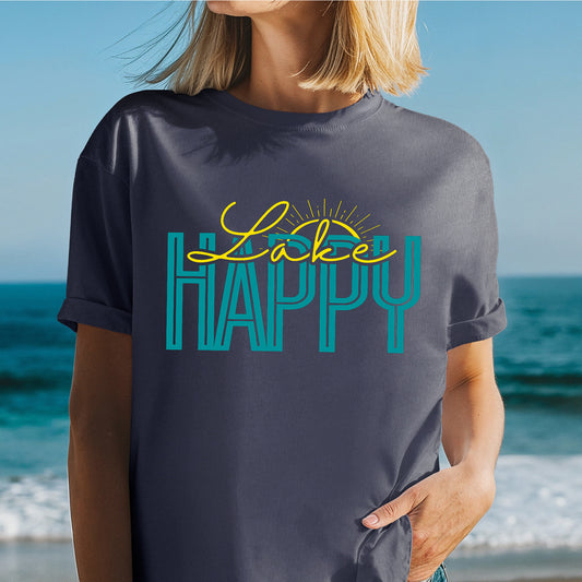 LAKE HAPPY Navy T-shirt