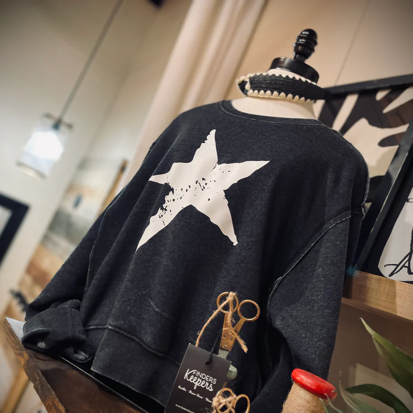 Distressed Black Star Sweatshirt