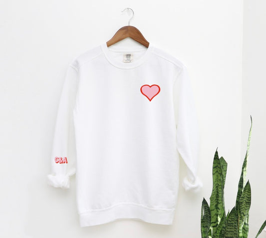 Heart Sweatshirt with sleeve personalization